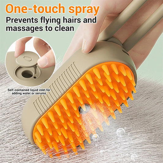 3-in-1 Cat & Dog Steam Brush – Grooming, Hair Removal & Massage