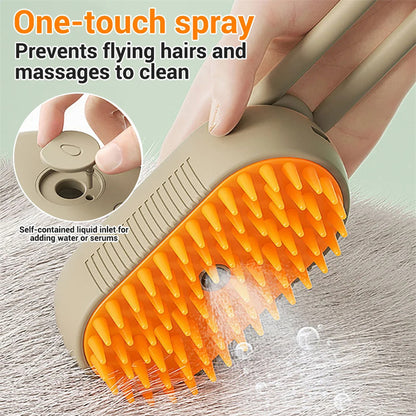 3-in-1 Cat & Dog Steam Brush – Grooming, Hair Removal & Massage
