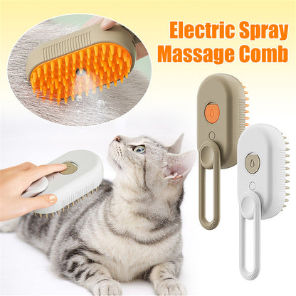 3-in-1 Cat & Dog Steam Brush – Grooming, Hair Removal & Massage