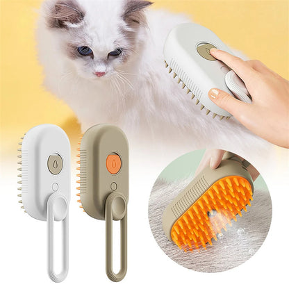 3-in-1 Cat & Dog Steam Brush – Grooming, Hair Removal & Massage