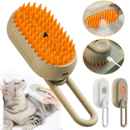 3-in-1 Cat & Dog Steam Brush – Grooming, Hair Removal & Massage